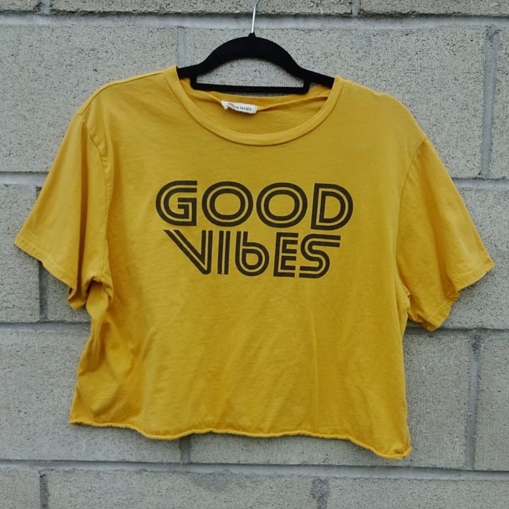 French Pastry Good Vibes Yellow & Black Crop Top